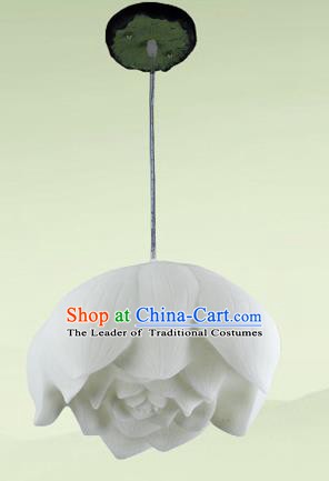 Top Grade Handmade White Lotus Hanging Lanterns Traditional Chinese Ceiling Palace Lantern Ancient Lanterns