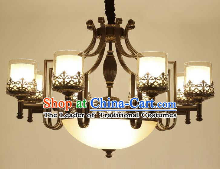 China Handmade Eight-Lights Ceiling Lanterns Traditional Chinese Iron Palace Lantern Ancient Lanterns
