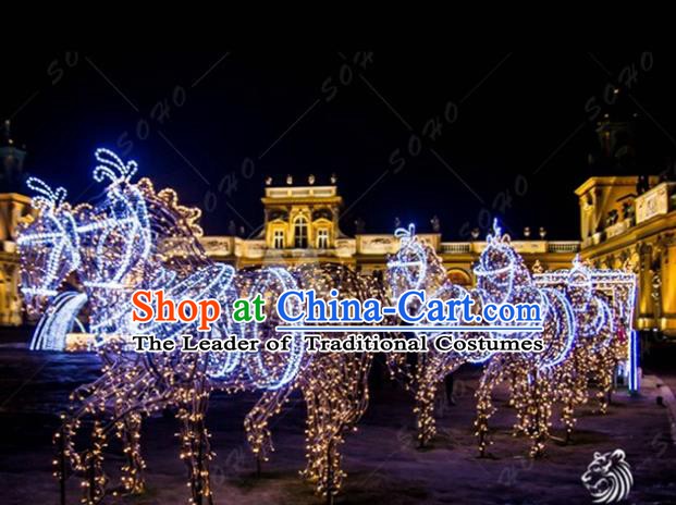 Traditional Christmas Horses Light Show Decorations Lamps Stage Display Lamplight LED Lanterns