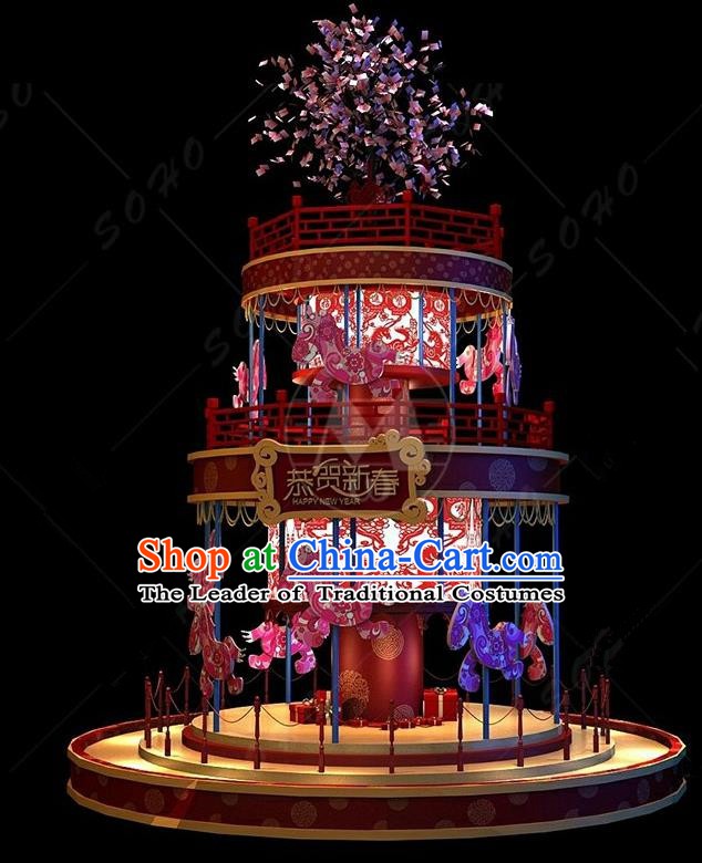 Handmade China Spring Festival Lamp Carousel Lamplight Decorations Stage Display Lanterns