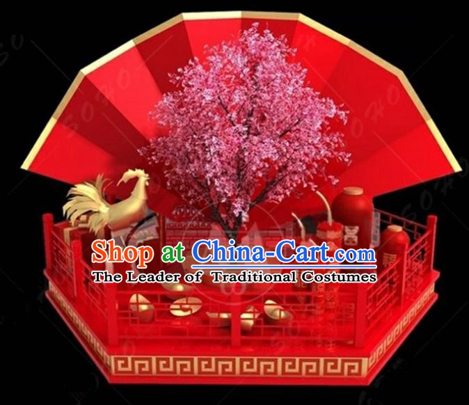 China Traditional Rooster Year Lamp Decorations Chinese Knot Lamplight Stage Display Lanterns