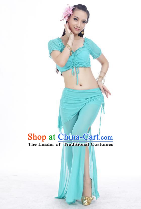Indian Traditional Belly Dance Green Costume India Oriental Dance Clothing for Women