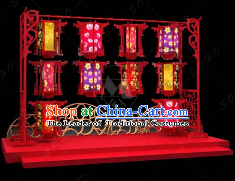 China Traditional Lanterns Holder Arrangement Lamp Decorations Lamplight Stage Display Lanterns