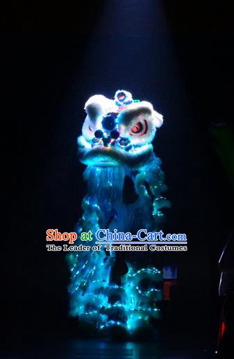 Top Grade Chinese Traditional LED Light Blue Lion Head Professional Lion Dance Costumes Complete Set