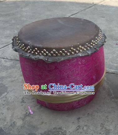 China Traditional Lion Dance Instruments Rosy Cowhide Drum Wood Lion Drums