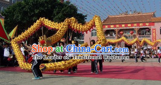 Chinese Professional Parade LED Lights Golden Dragon Dance Costumes Celebration Dragon Props Complete Set