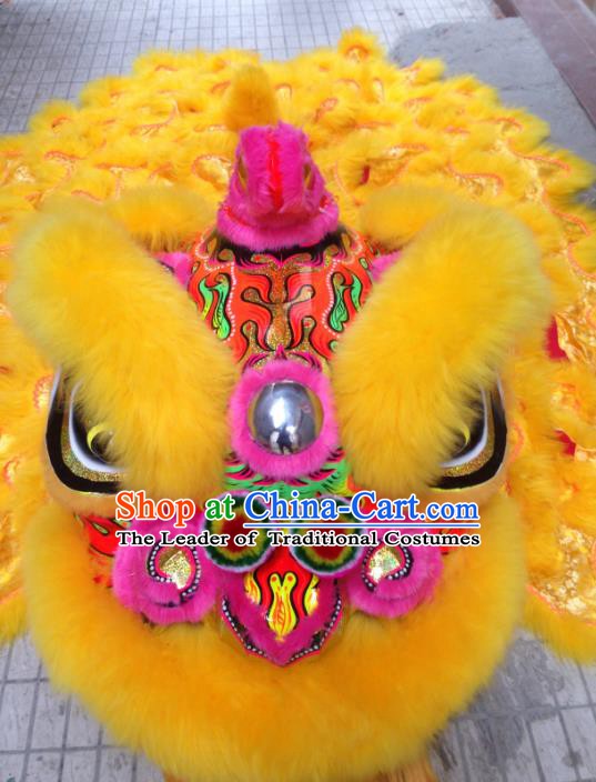 Chinese Professional Lion Dance Costumes Celebration and Parade Long Wool Pink Lion Head Complete Set