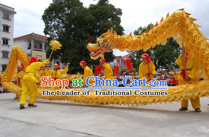 Chinese Traditional Golden Dragon Dance Costumes Professional Lantern Festival Celebration Dragon Parade Complete Set