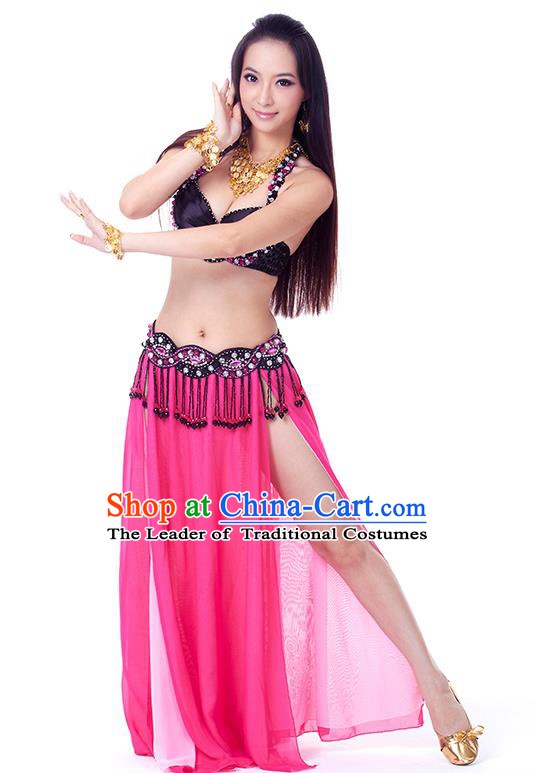 Traditional Indian Belly Dance Rosy Dress India Oriental Dance Clothing for Women