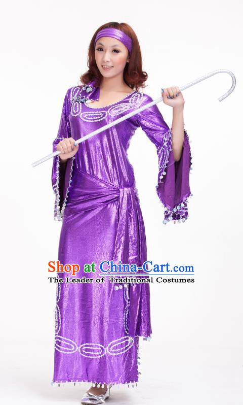 Traditional Romany Performance Purple Dress Oriental Dance Belly Dance Costume for Women