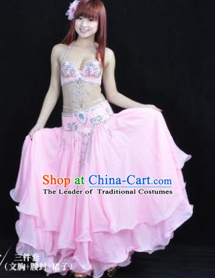 Traditional Indian Bollywood Belly Dance Pink Dress India Oriental Dance Costume for Women
