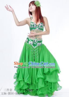 Traditional Indian Bollywood Belly Dance Green Dress India Oriental Dance Costume for Women