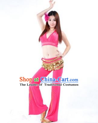 Traditional Performance Bollywood Dance Rosy Uniforms Indian Belly Dance Costume for Women