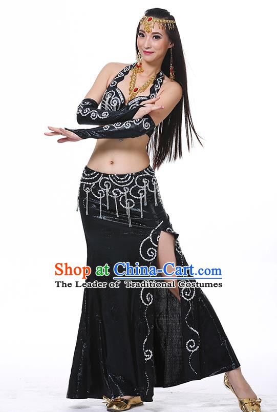 Traditional Oriental Dance Performance Black Dress Indian Belly Dance Costume for Women