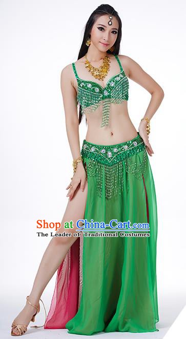Traditional Indian Performance Rosy and Green Dress Belly Dance Costume for Women