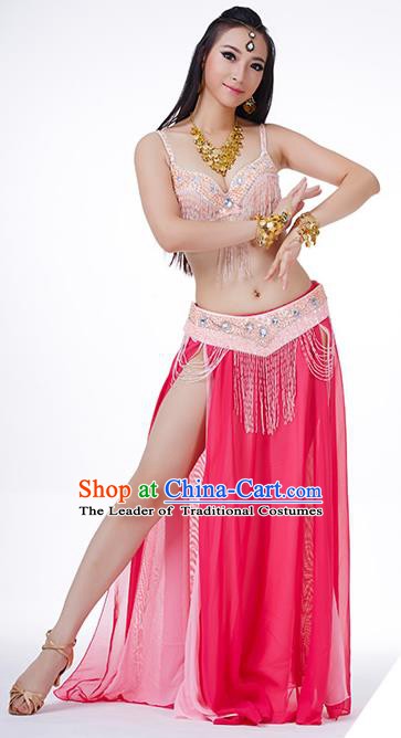 Traditional Indian Performance Rosy and Pink Dress Belly Dance Costume for Women