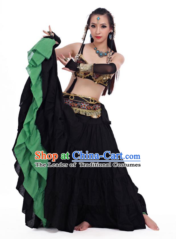 Traditional India Oriental Bollywood Dance Costume Indian Belly Dance Black Dress for Women