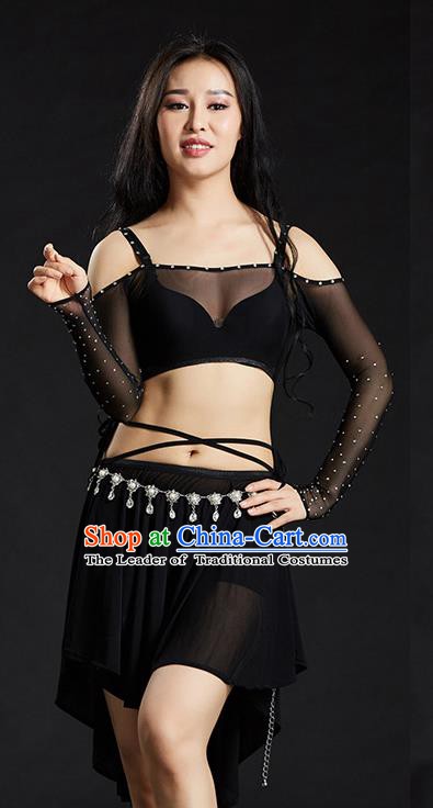 Indian Belly Dance Black Dress Classical Traditional Oriental Dance Performance Costume for Women