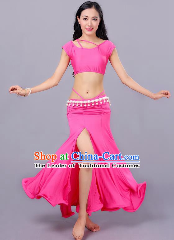 Indian Traditional Belly Dance Costume Classical Oriental Dance Pink Dress for Women