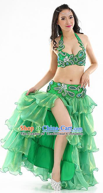 Indian Traditional Belly Dance Performance Green Dress Classical Oriental Dance Costume for Women