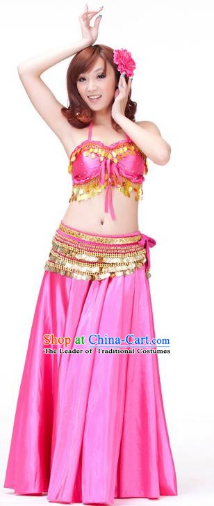 Indian Belly Dance Rosy Dress Classical Traditional Oriental Dance Performance Costume for Women