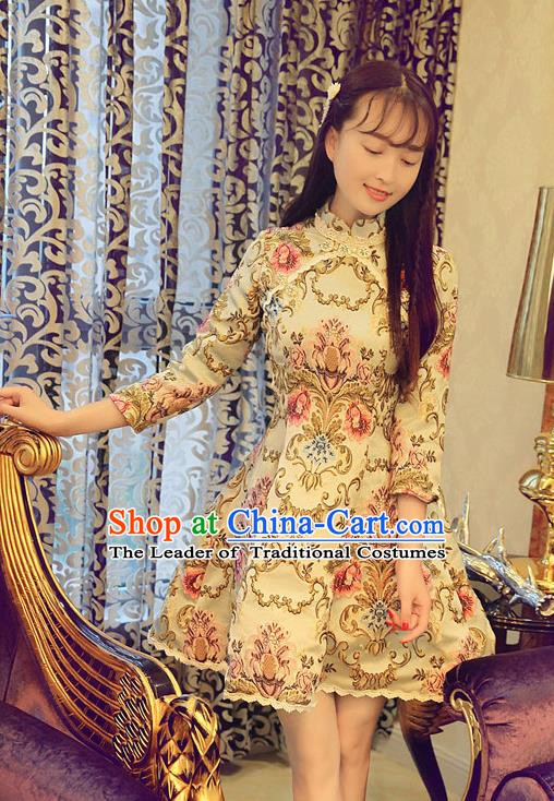 Traditional Chinese National Qipao Dress Costume Tangsuit Cheongsam Clothing for Women