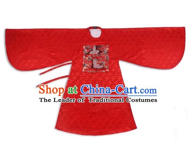 Chinese Ancient Ming Dynasty Princess Wedding Hanfu Costume Red Long Blouse Clothing for Women