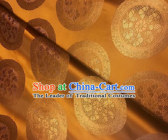 Chinese Traditional Fabric Palace Pattern Design Golden Brocade Chinese Mongolian Robe Fabric Asian Material