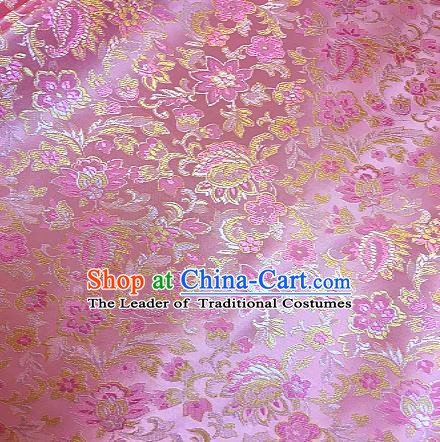 Chinese Traditional Fabric Tang Suit Flowers Pattern Pink Brocade Chinese Fabric Asian Tibetan Robe Material