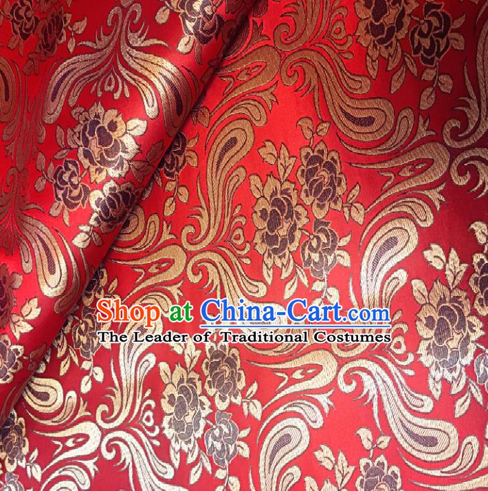 Chinese Traditional Fabric Tang Suit Pattern Red Brocade Chinese Fabric Asian Cheongsam Material
