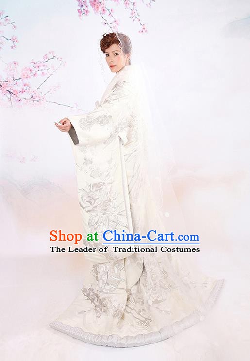 Traditional Asian Japan Wedding Costume Japanese Bride White Yukata Dress Furisode Kimono for Women