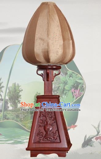 Handmade Traditional Chinese Lantern Desk Lamp Brown Silk Lanern New Year Lantern