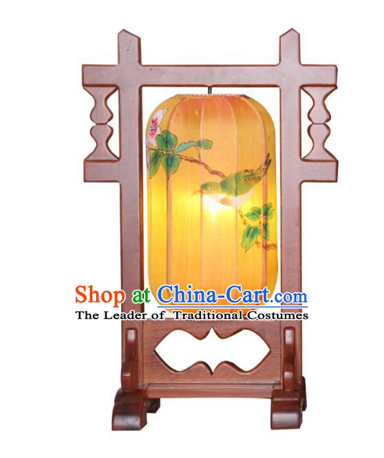 Handmade Traditional Chinese Lantern Wood Desk Lamp Hand Painting Lantern