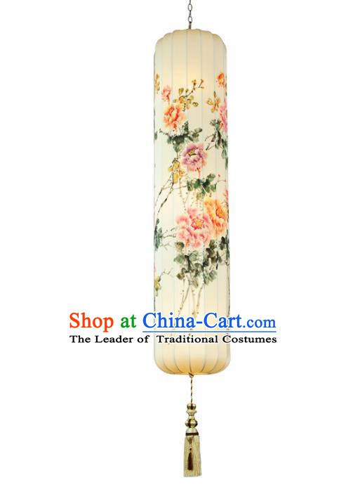 Traditional Chinese Ancient Palace Lantern Painting Peony Ceiling Lanterns Hanging Lanern