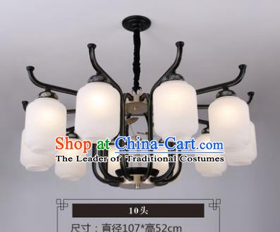 Asian China Traditional Handmade Lantern Ten-Pieces Ceiling Lamp Ancient Palace Lanern