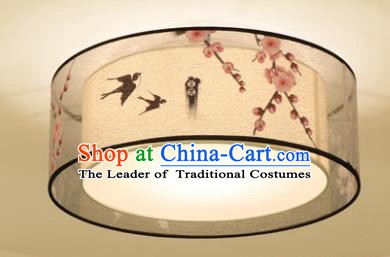 Chinese Traditional Handmade Printing Peach Blossom Round Lantern Classical Lamp Ancient Palace Ceiling Lanern