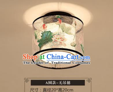 Traditional Chinese Handmade Lantern Classical Ceiling Lamp Ancient Painting Lotus Lanern