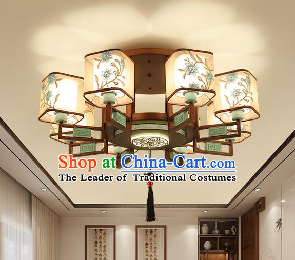 Traditional China Handmade Lantern Ancient Eight-pieces Round Lanterns Palace Ceiling Lamp