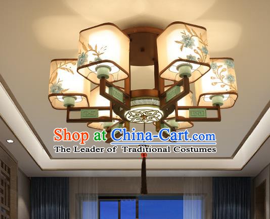 Traditional China Handmade Lantern Ancient Six-pieces Round Lanterns Palace Ceiling Lamp
