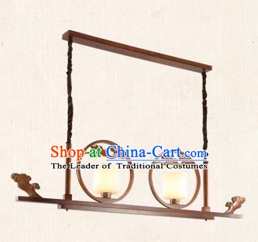 China Traditional Handmade Lantern Ancient Wood Hanging Two-pieces Lanterns Palace Ceiling Lamp