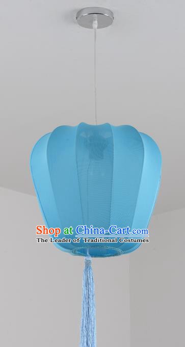 China Handmade Blue Hanging Lantern Traditional Lanterns New Year Palace Ceiling Lamp
