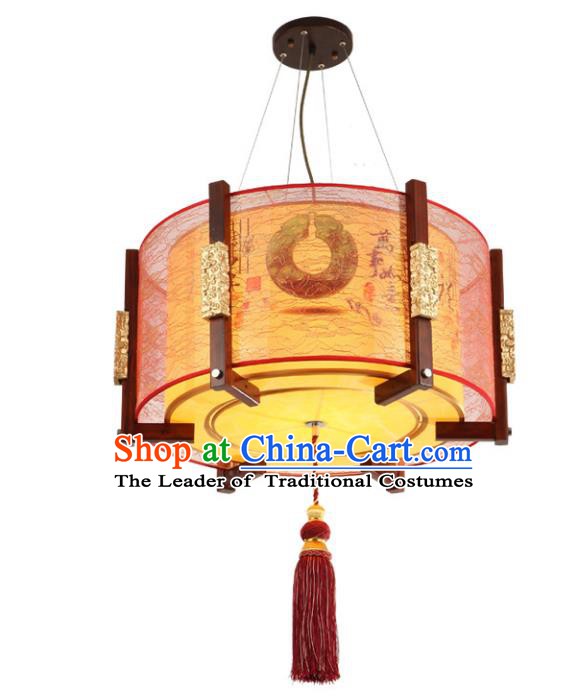 Asian China Handmade Wood Ceiling Lantern Traditional Ancient Parchment Hanging Lamp Palace Lanterns