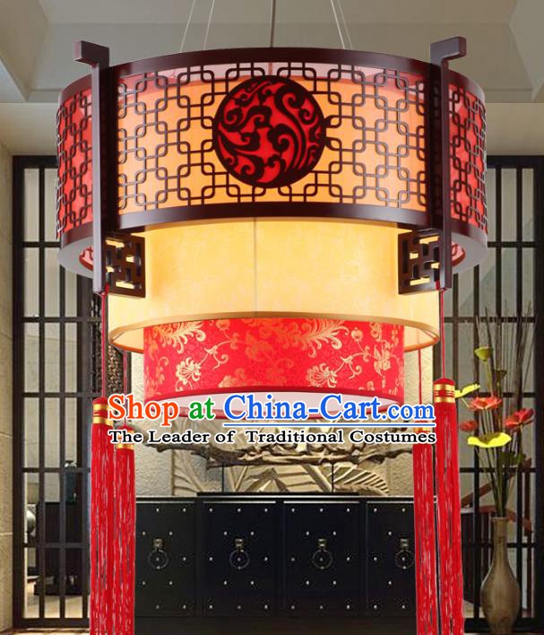 Asian China Handmade Wood Red Lantern Traditional Ancient Ceiling Lamp Hanging Palace Lanterns