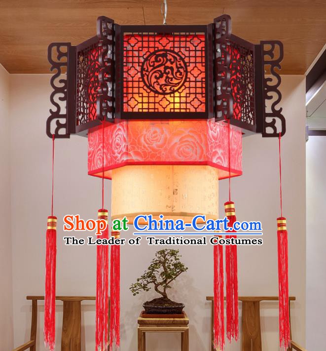 Asian China Handmade Wood Carving Lantern Traditional Ancient New Year Ceiling Lamp Palace Lanterns