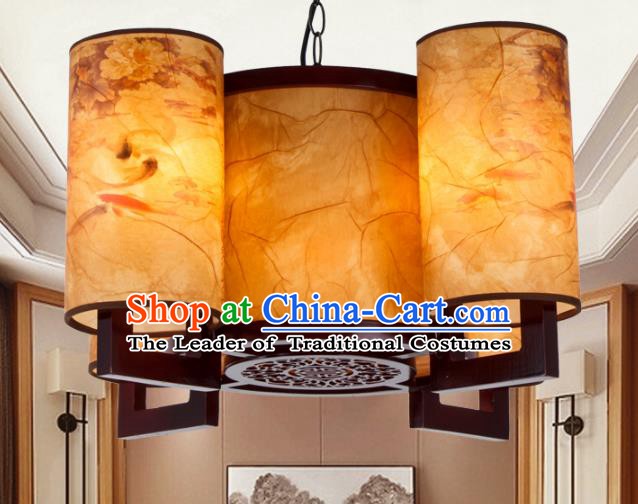 Chinese Handmade Four-Lights Lantern Traditional Palace Ceiling Lamp Ancient Hanging Lanterns