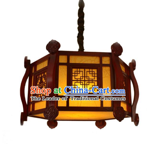 Chinese Handmade Palace Lantern Traditional Parchment Hanging Lantern Wood Ceiling Lamp Ancient Lanterns