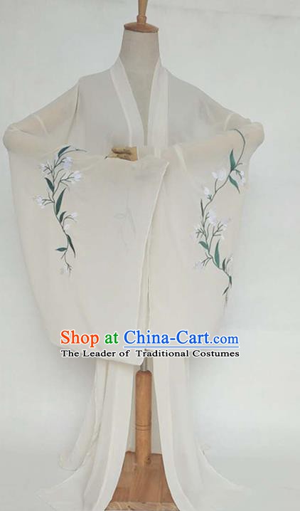 China Tang Dynasty Palace Lady Costume Ancient Princess Embroidered Willow Leaf Cardigan for Women
