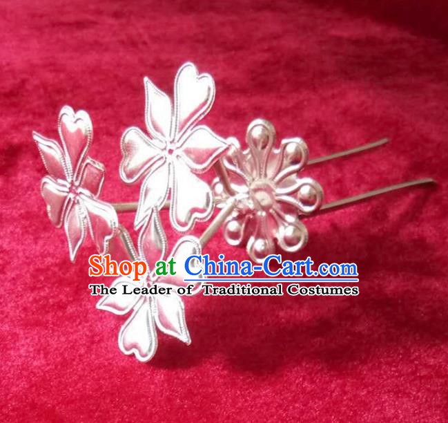 Traditional Chinese Miao Nationality Hairpins Hair Accessories Sliver Hair Clip for Women