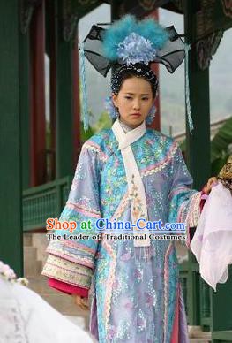 Chinese Qing Dynasty Imperial Concubine of Xianfeng Historical Costume Ancient Manchu Lady Clothing for Women
