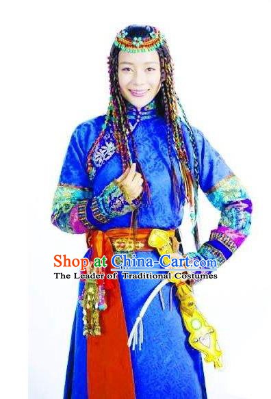 Chinese Ancient Qing Dynasty Empress Xiaozhuang YuEr Embroidered Mongolian Dress Historical Costume for Women